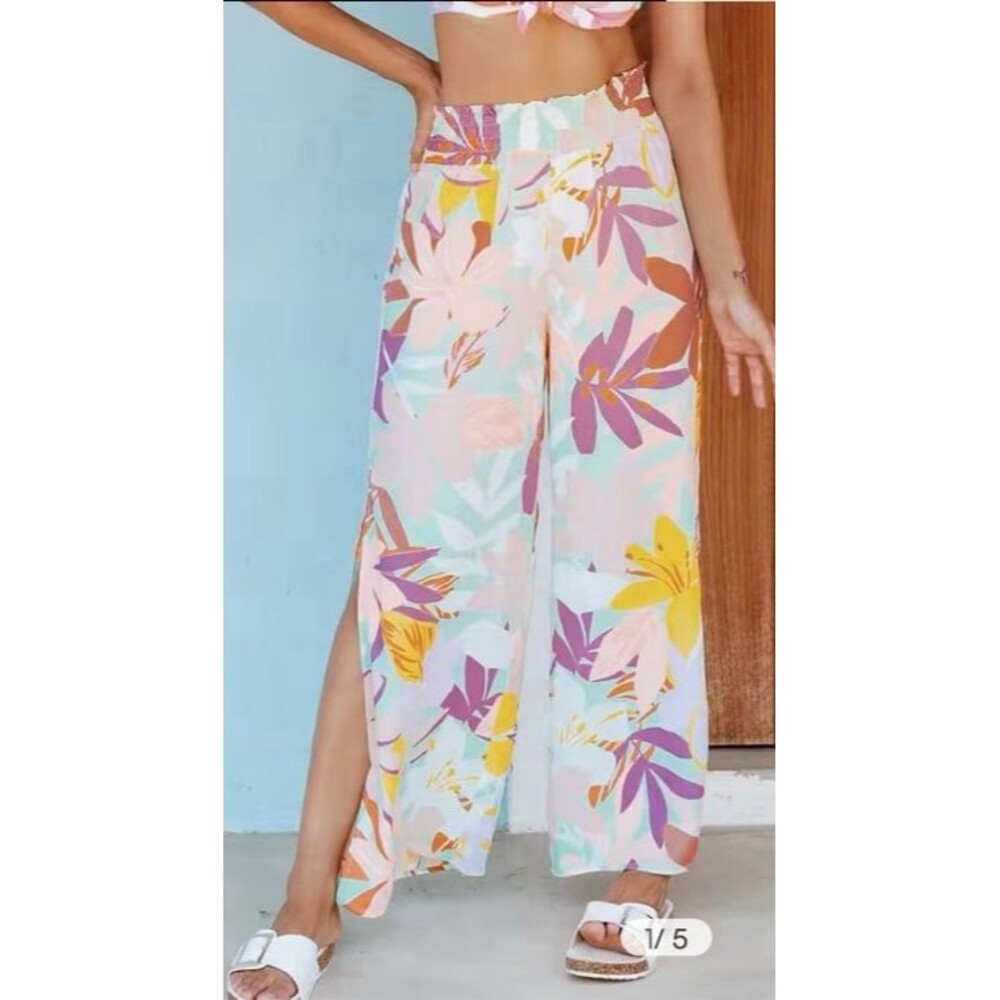 Cupshe Liliana Leafy Elastic‎ Waisted Pants Size Small